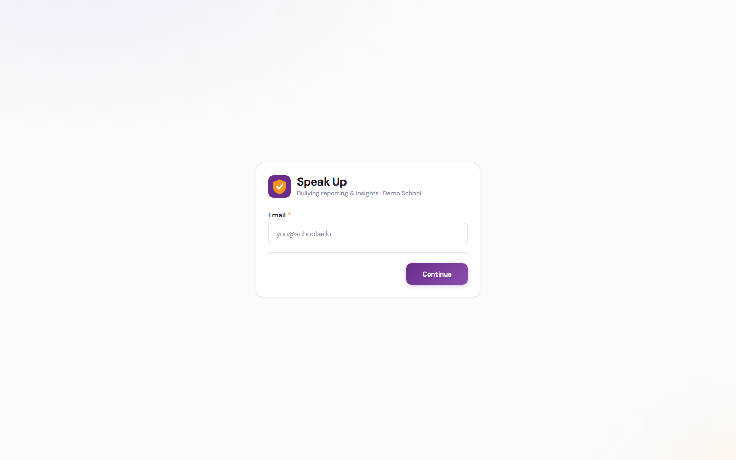 Staff sign-in screen