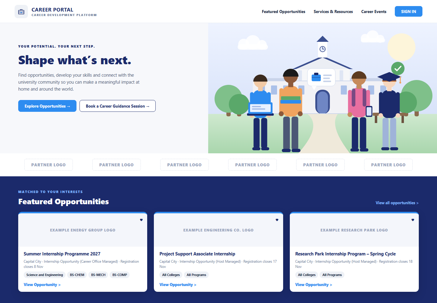 Career Opportunities Portal landing page