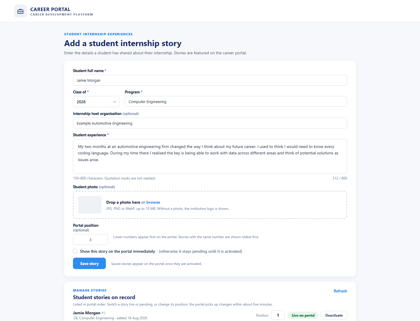 Add a Student Story